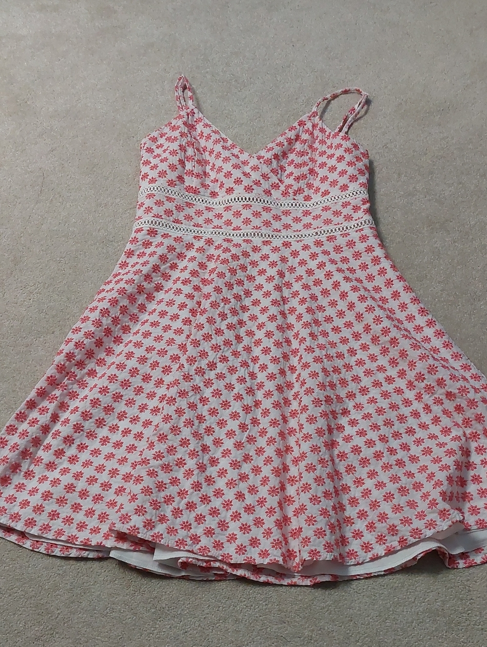 Woman ' Pink Floral Sundress with Crochet Waistband